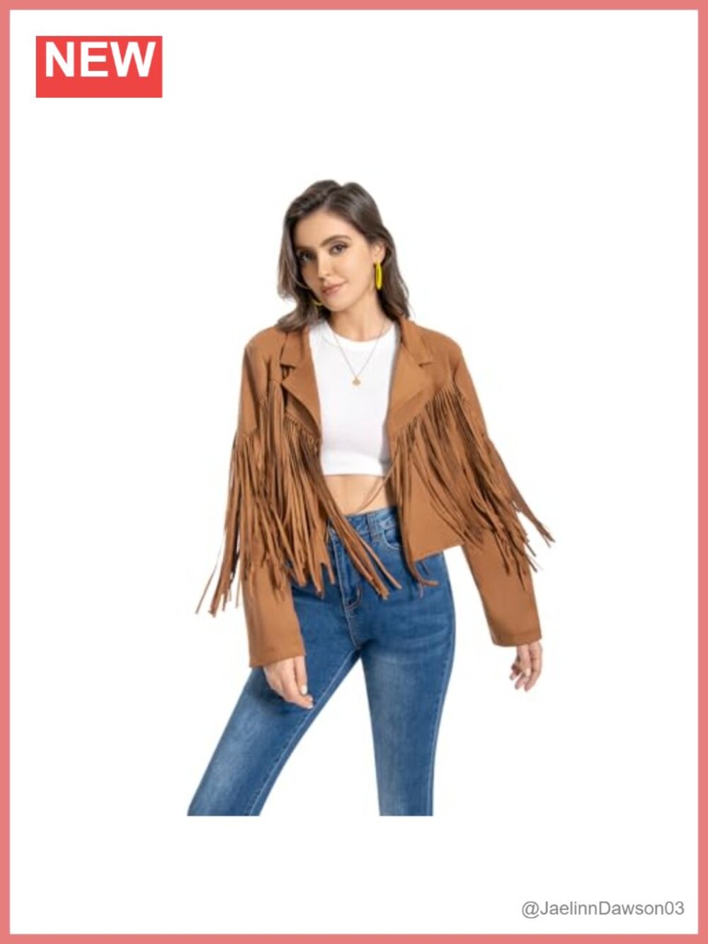 Faux Leather Fringe Jacket Crop Moto Western Cowgirl Country Concert